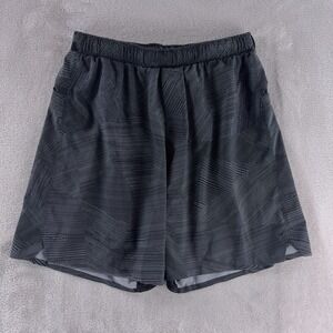 Lululemon Surge Shorts Mens Size Medium Gray Geometric Running Activewear